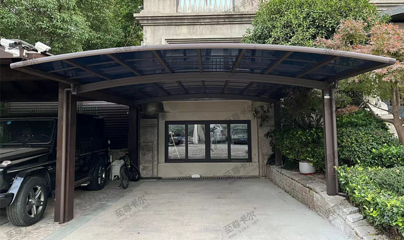 做車棚的廠家？別墅室外停車棚效果圖？